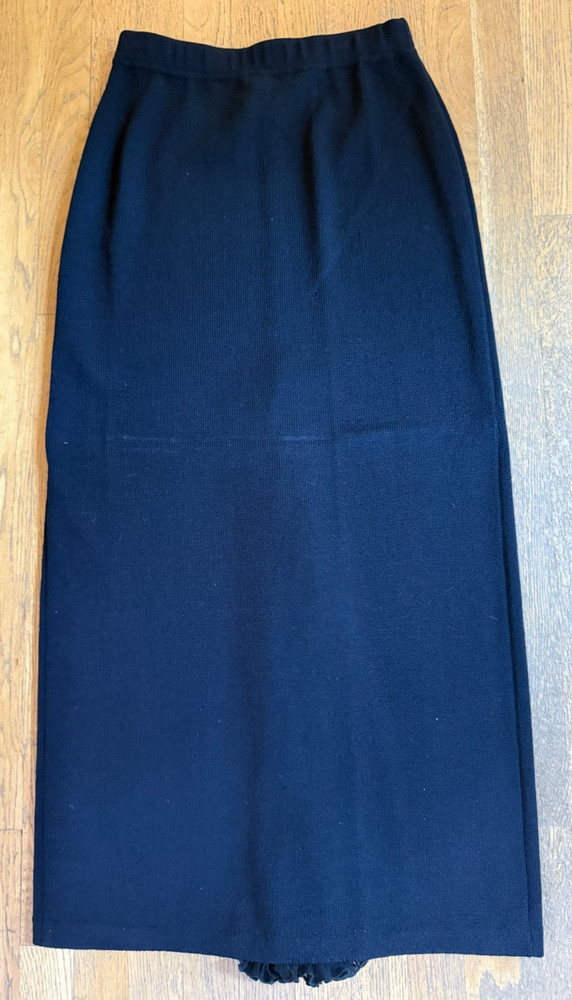 St John Evening Knit Silk Back Pleat Long Formal Skirt SZ 6