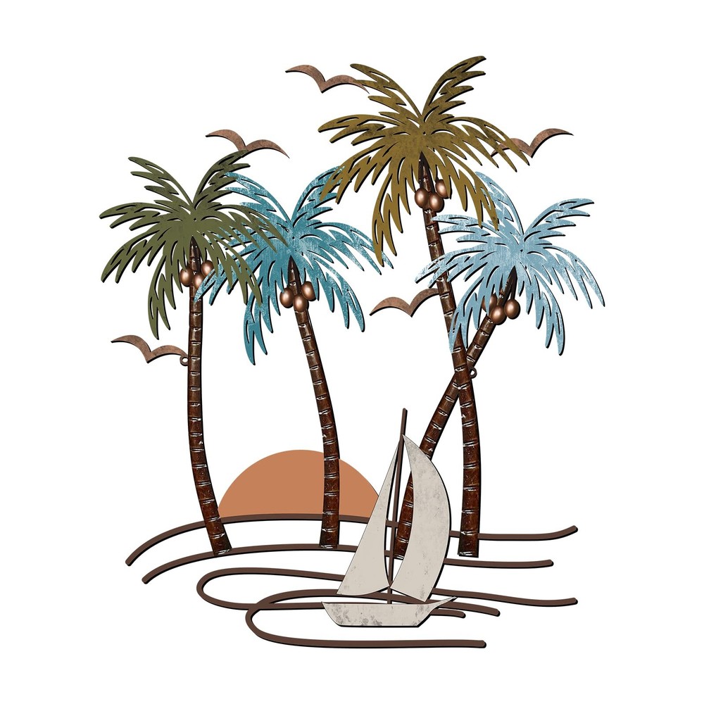 Coastal Metal Wall Art Palm Tree Metal Wall Art Outdoor Beach Bathroom Decor Tro