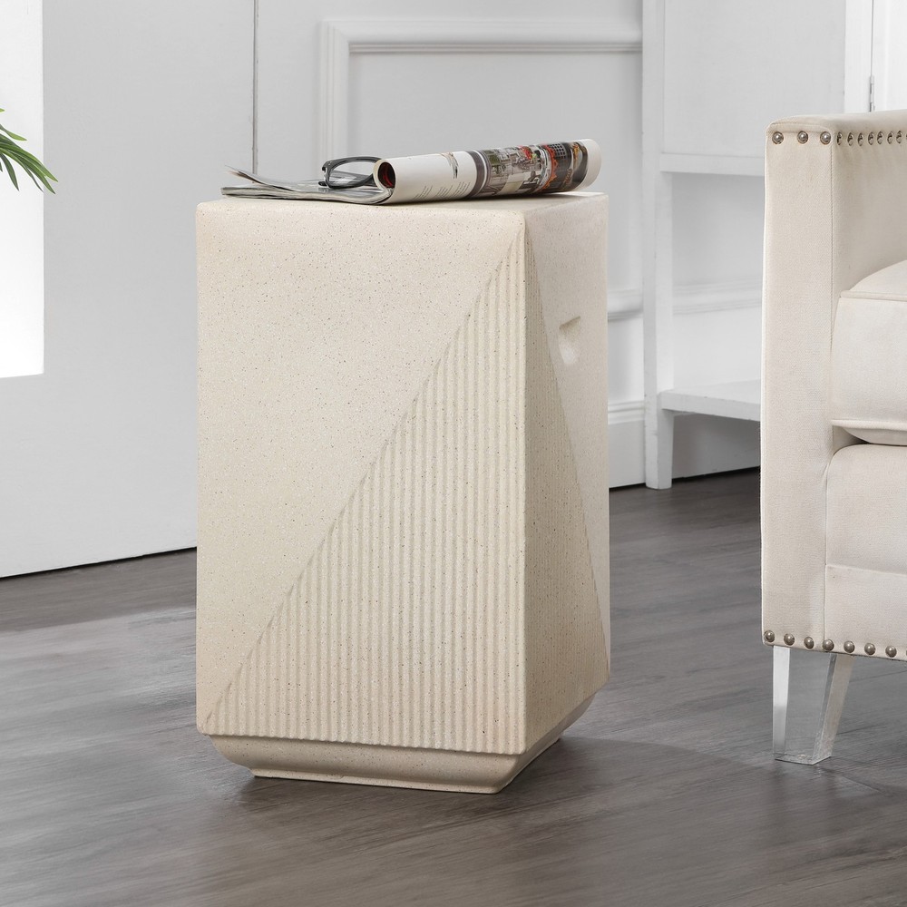 Jonathan Y Adrian 13W Cream Terrazzo Polyresin Accent Table