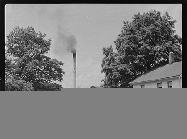 Photo:Southington Connecticut 1900s Street Scene Smokestack Trees House
