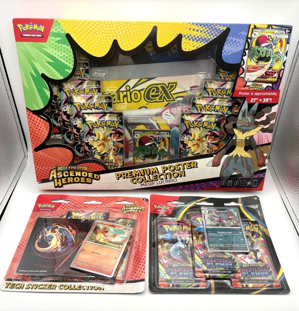 LOT of Pokemon Premium Poster Collection Ascended Heroes + Sticker + Phantasmal!