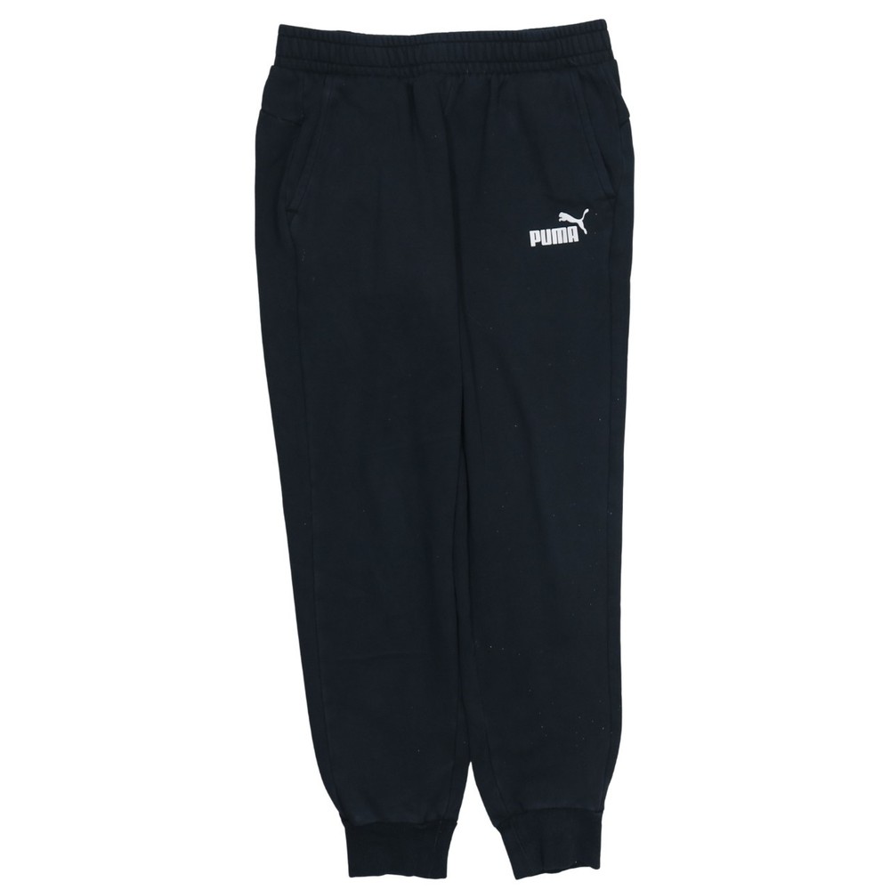 Puma Mens Joggers Black Nylon Elastic Waist Cuffed Printed Logo Track Pants M