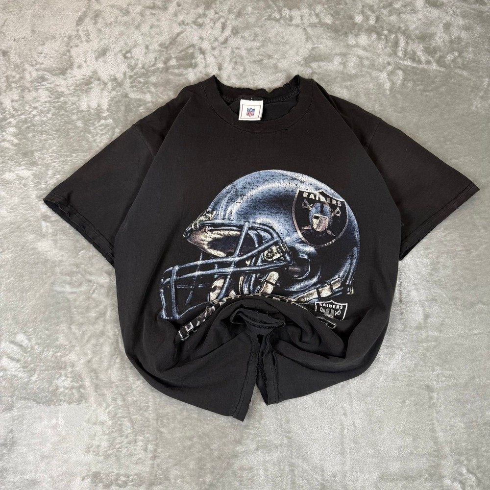 Vintage Raiders Shirt Mens Size Large Black NFL Football Salem 90s Tee