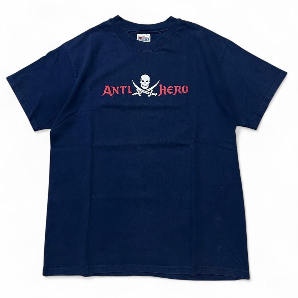Rare Vintage 90s anti-hero skateboards graphic navy tee