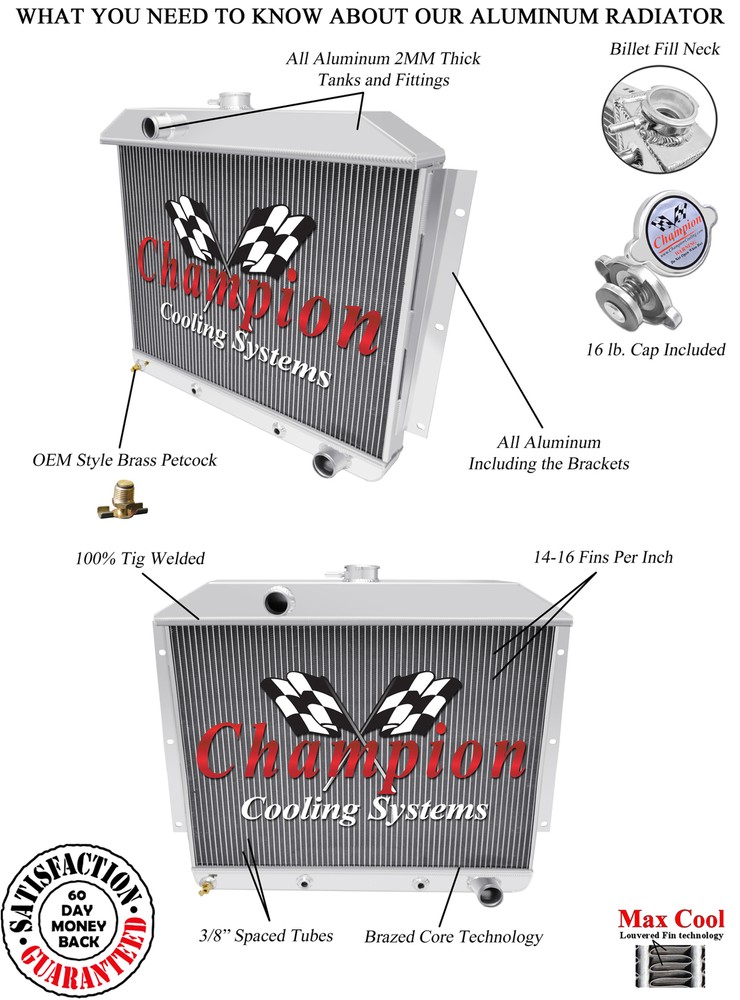 Ace Champion 3 Row Radiator Chevy Configuration for 1949 - 1951 Mercury Car