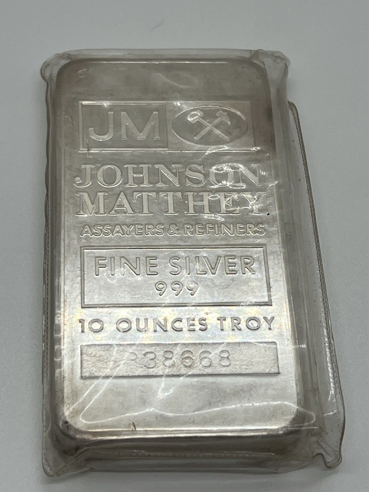 Johnson Matthey- 10 oz- 999 Fine Silver Bar # 338668  -  Sealed  - RARE