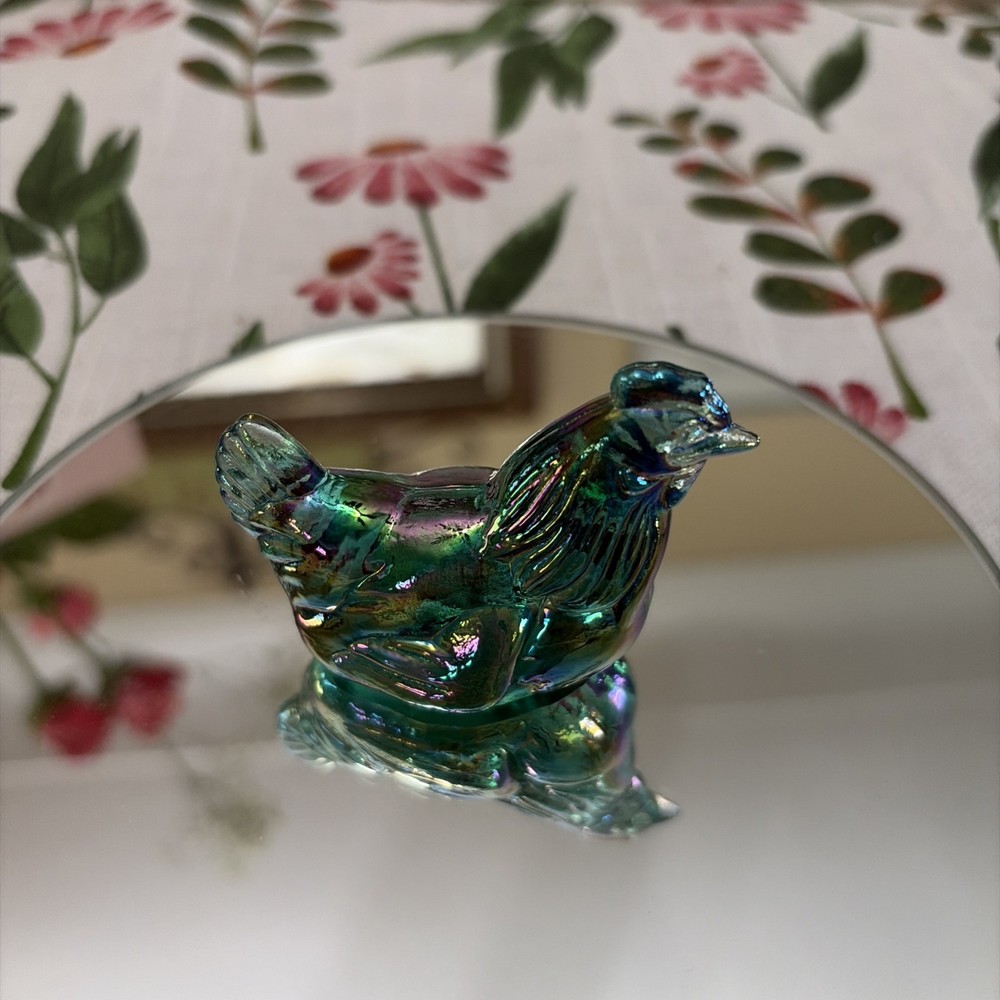 Vintage Fenton Carnival Glass Amethyst Iridesccent Rooster Figurine