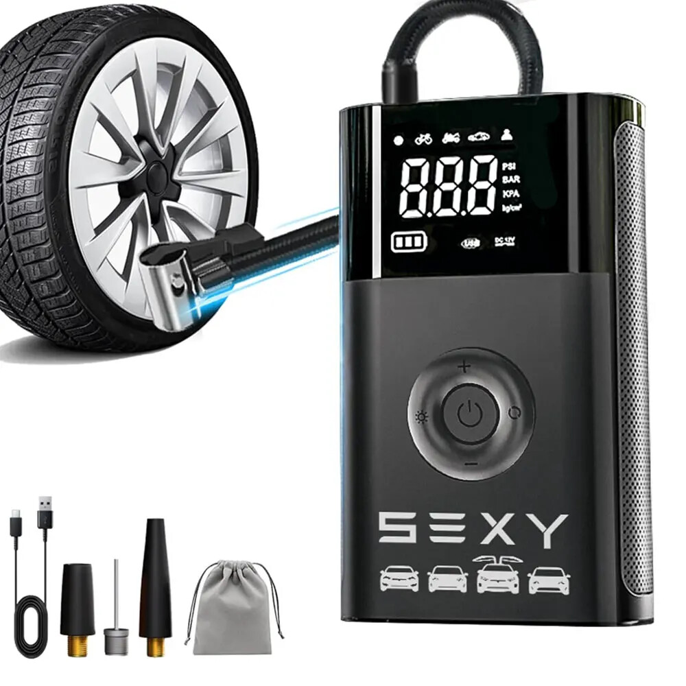 Tesla Model Y/3 Cordless Air Pump with Tire Pressure Gauge and Emergency Light  
