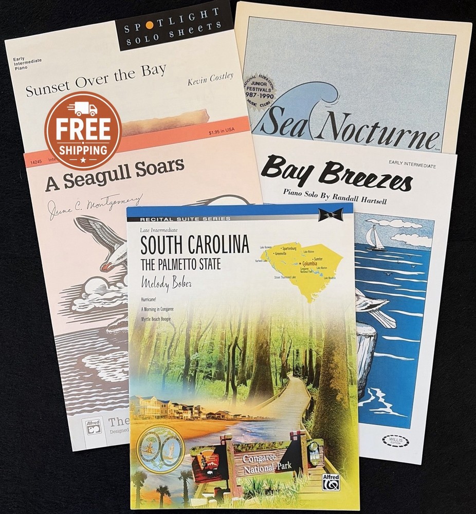 Piano Sheet Music Bundle South Carolina Coastal theme Teaching Recital Lot of 5