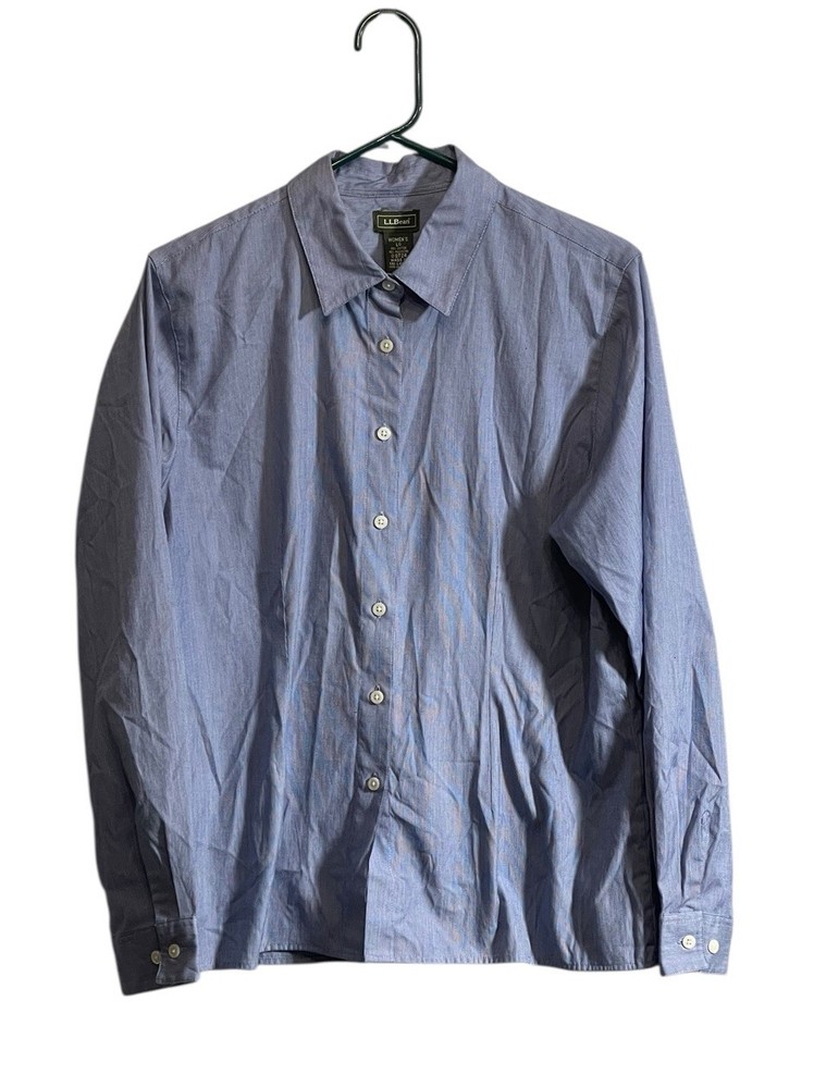 LL Bean Large Button Up Shirt Long Sleeve Blue Classic Preppy Capsule