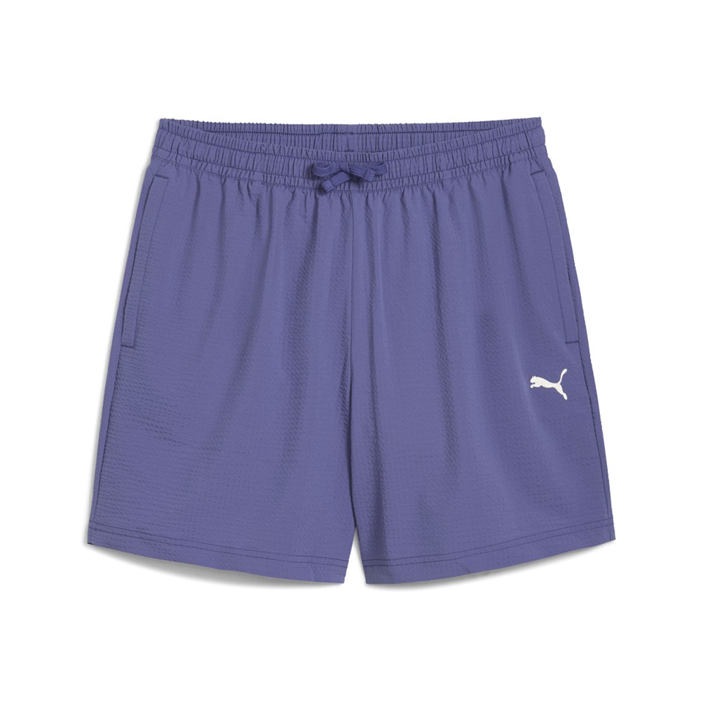 PUMA Wardrobe Essentials Seersucker Relaxed 6 Inch Shorts Mens Blue Casual Athle