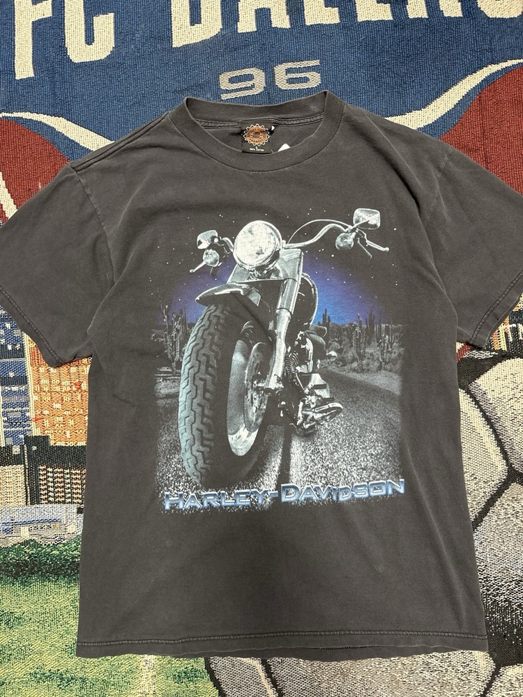 Vintage 90s Harley Davidson T-Shirt Big Bike Desert Graphic Men's L