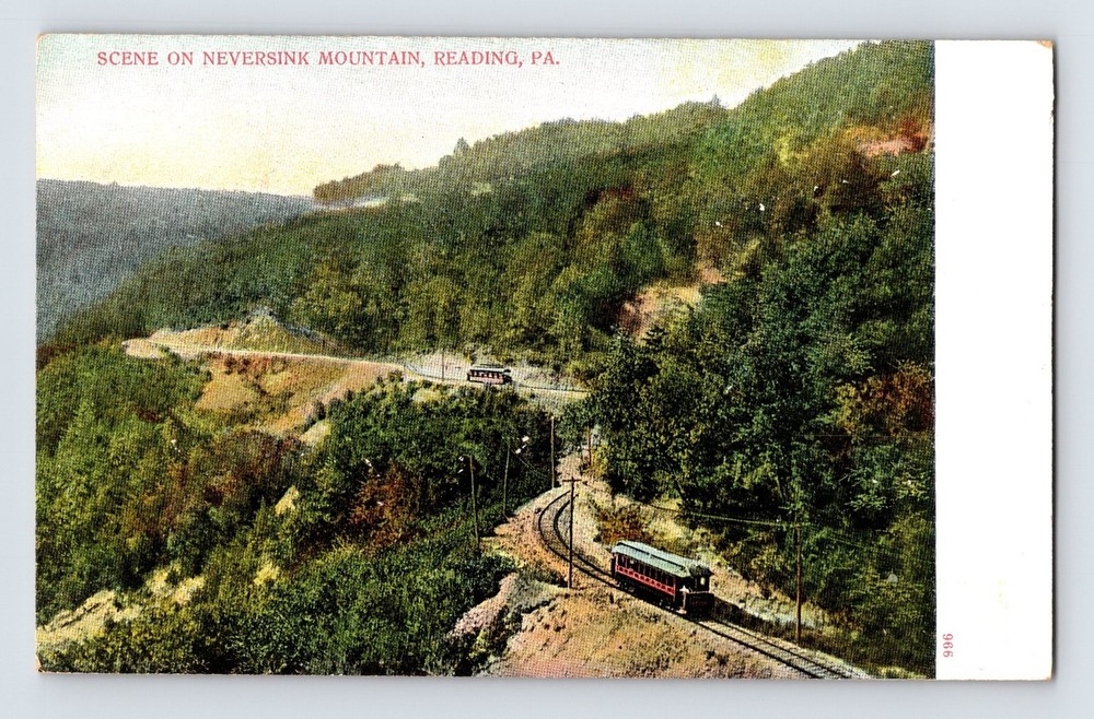 Vintage Scene on Neversink Mountain Reading PA Lithograph Postcard