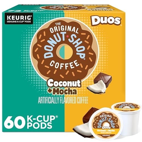 The Original Donut Shop Duos Coconut, Mocha Coffee, 60 Count, 6 Packs of 10.