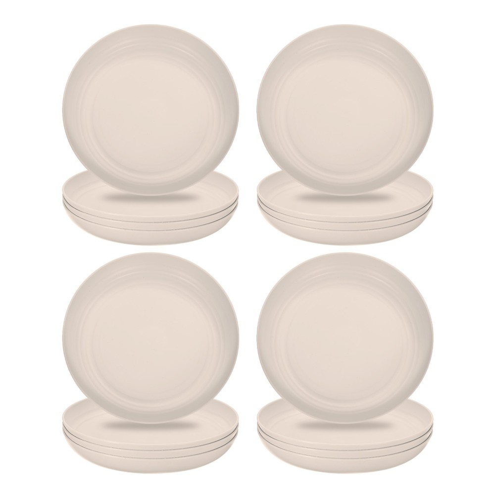 12Pcs Plastic Plates Set 10 Inch Unbreakable Dinner Plates, Ash Grey