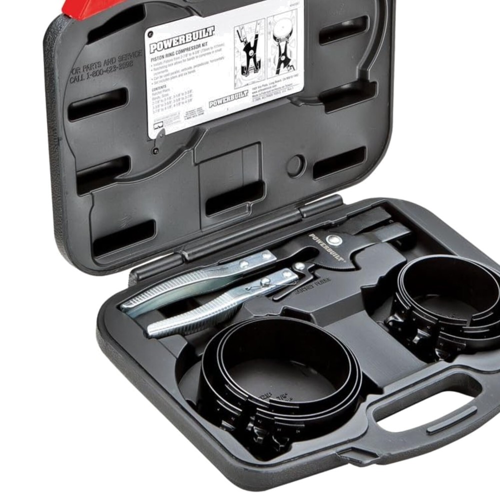 Heavy Duty Piston Ring Compressor Tool Set with Storage Case by Powerbuilt