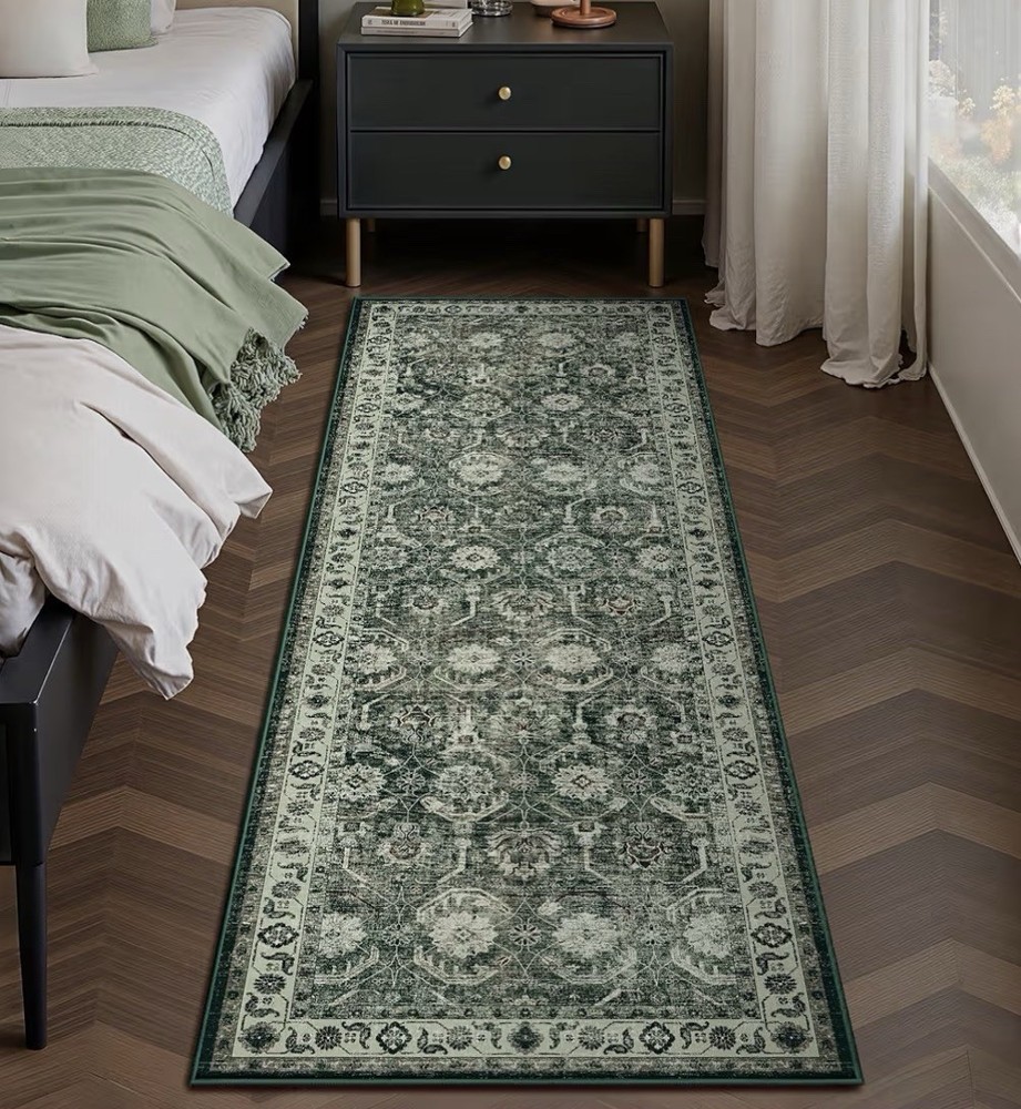 Sage Green Boho Runner Rug 2x6 Vintage Floral Victorian Kitchen Hallway Carpet