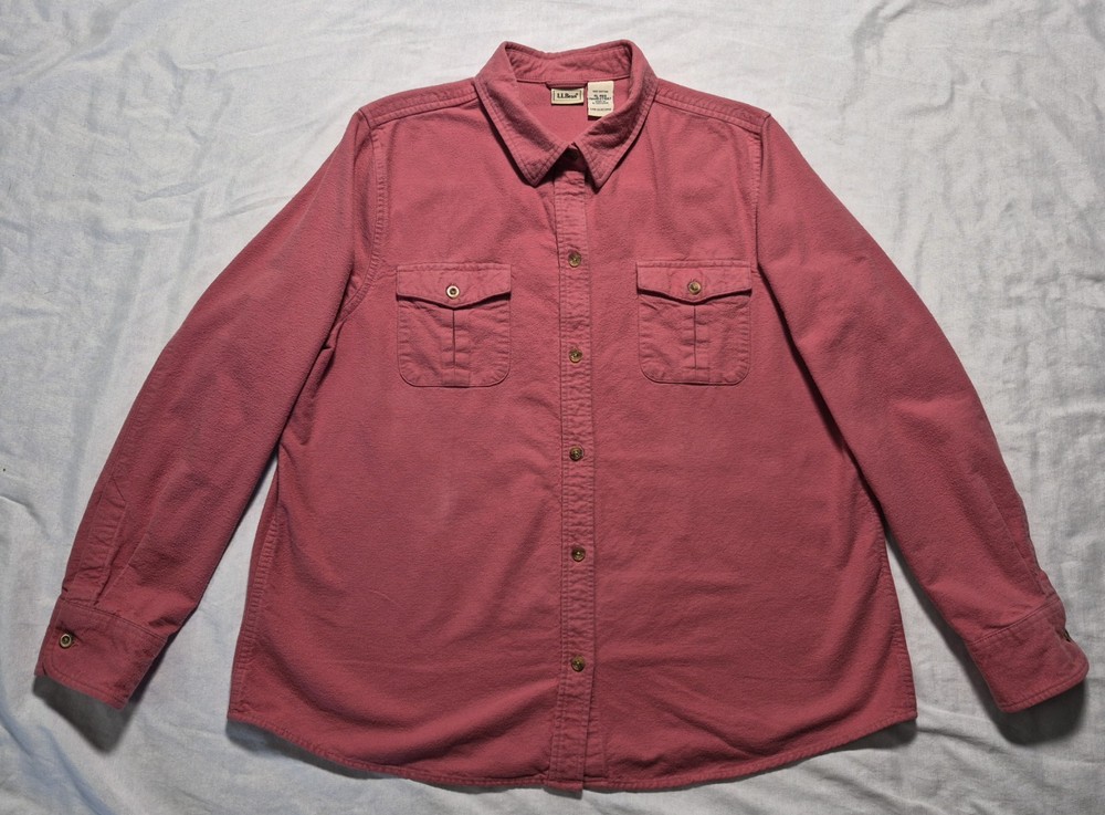 Vintage L.L. Bean Women's Chamois Cloth Shirt XLarge Pink Made in USA 1980s