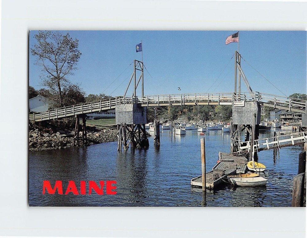 Postcard Drawbridge Perkins Cove Ogunquit Maine USA