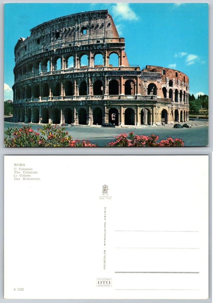 Vintage Colosseum Rome Italy Postcard Alterocca OTO Roma Fotocolor Unposted