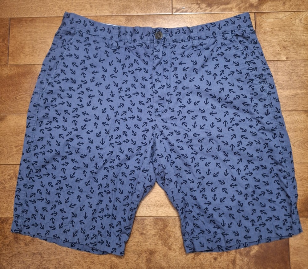 J.CREW Men's Size 36 Blue Shorts Anchor Print Flat Front Cotton 10