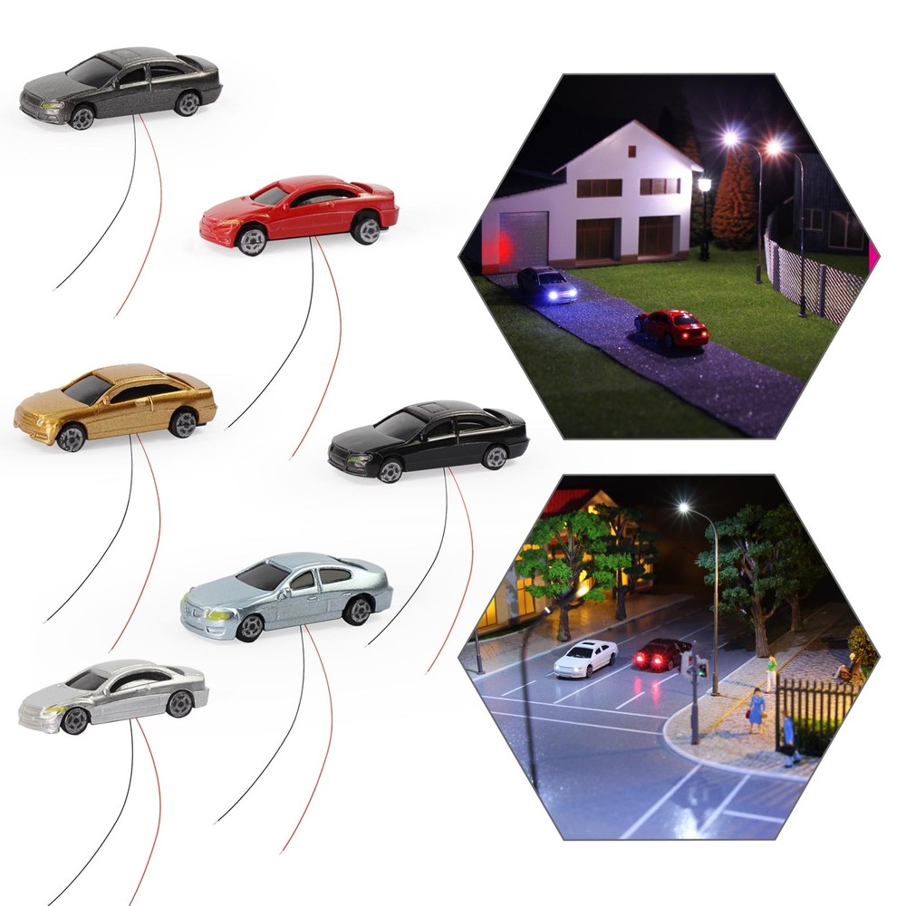 4pcs N Scale 1:160 Head Lighted Model Car Model Layout 12V EC150