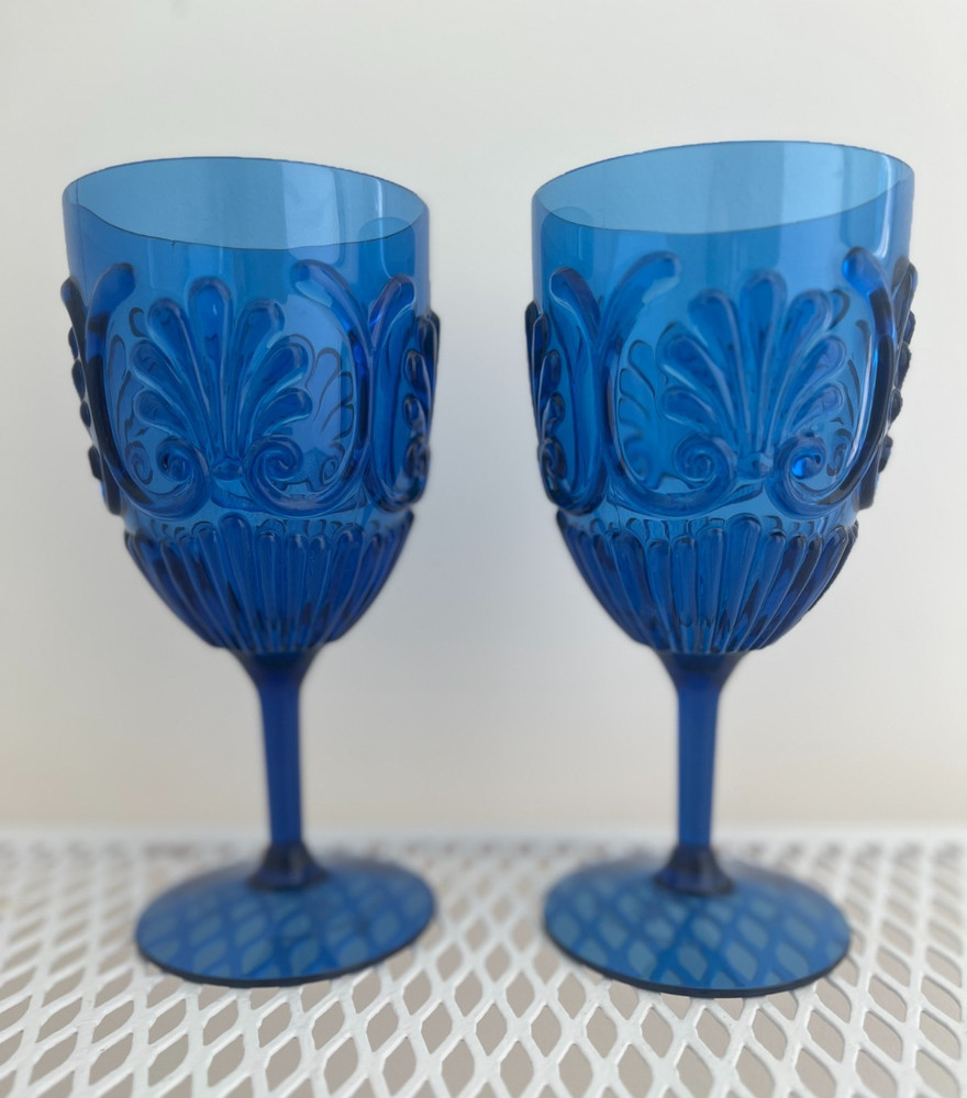 Set of 2 Le Cadeaux Fleur Collection Polycarbonate Wine Goblets 7.5