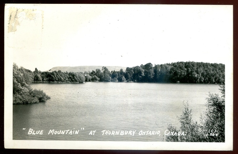 THORNBURY Ontario 1940s Blue Mountain Lake. Real Photo Postcard by Bain