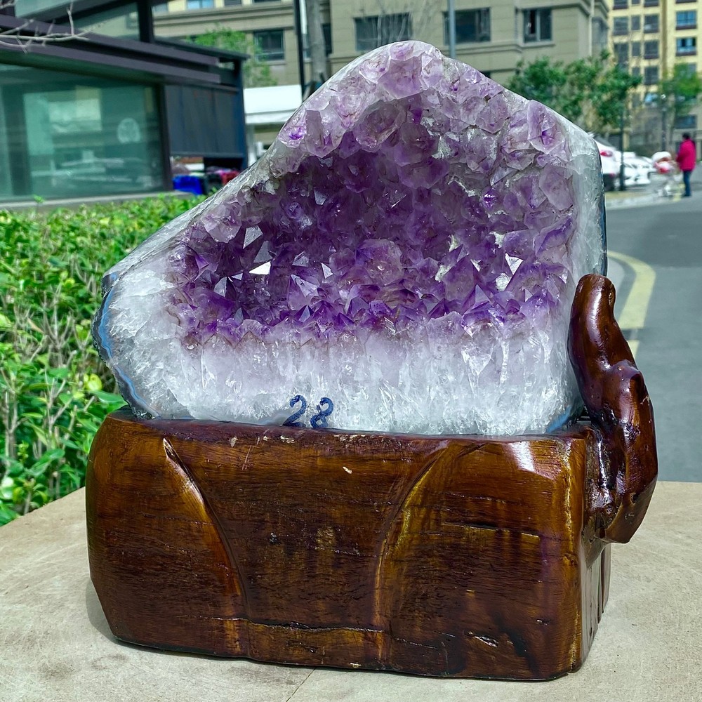 Natural Amethyst Quartz Healing Crystal Cave Cluster Cut Base Geode - 13.8LB