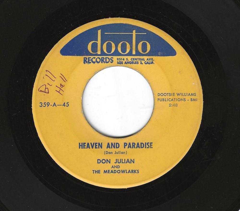 Don Julian And The Meadowlarks 45Rpm '55 Dooto Heaven & Paradise Doo Wop Vg+++