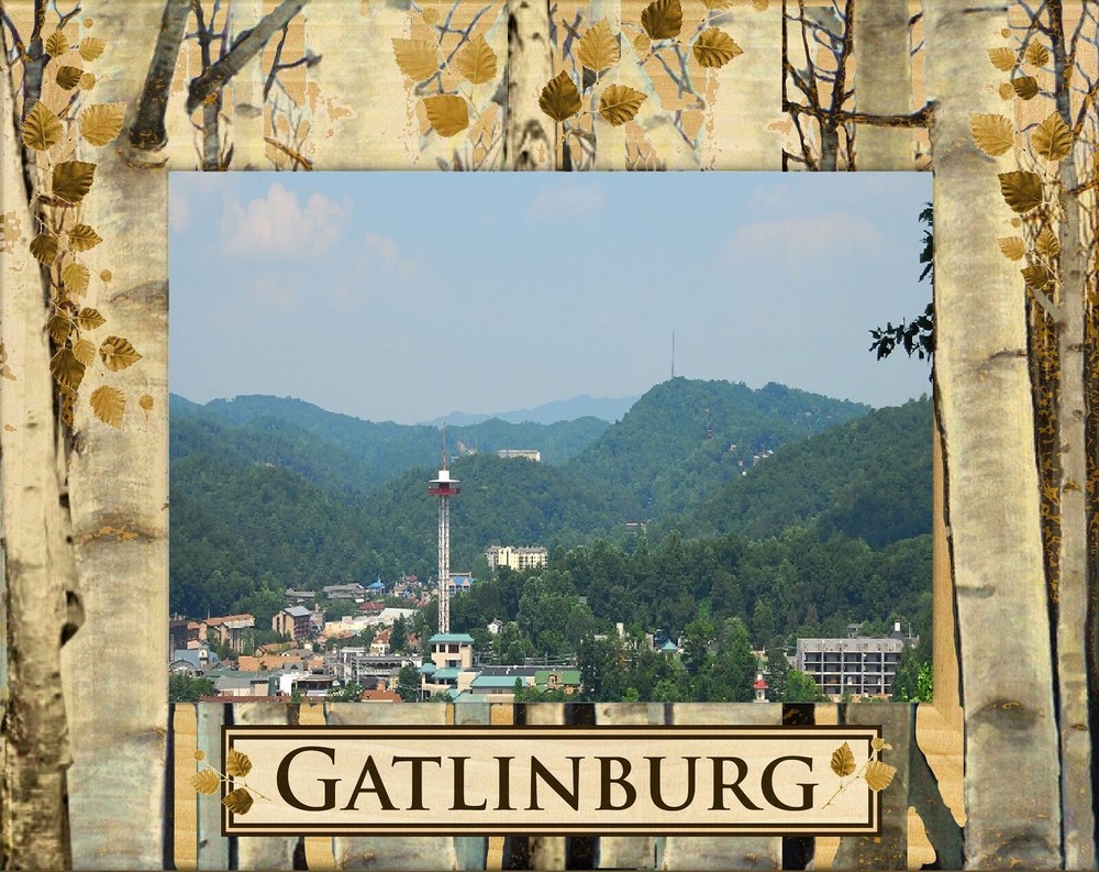 Gatlinburg Tennessee with Trees Laser Engraved Wood Picture Frame (4 x 6)