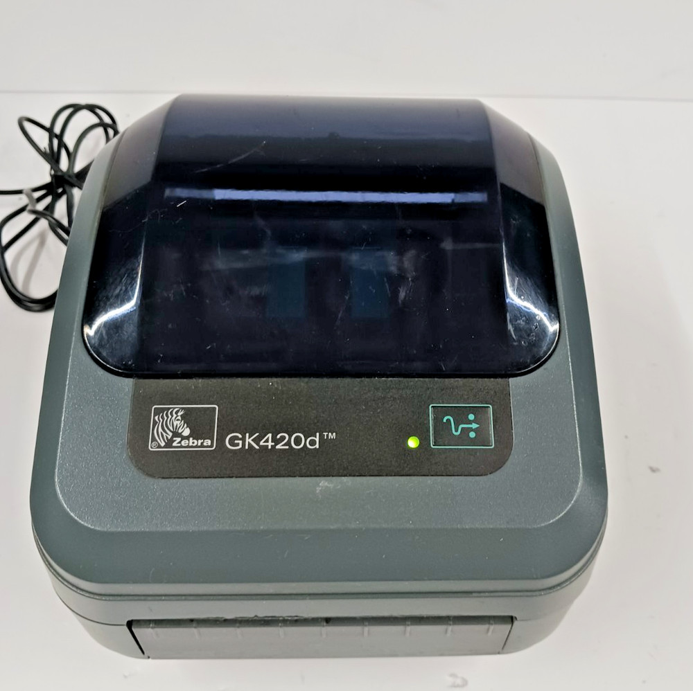 Zebra GK420d Direct Thermal Label Printer Powers On, UNTESTED / For Parts.
