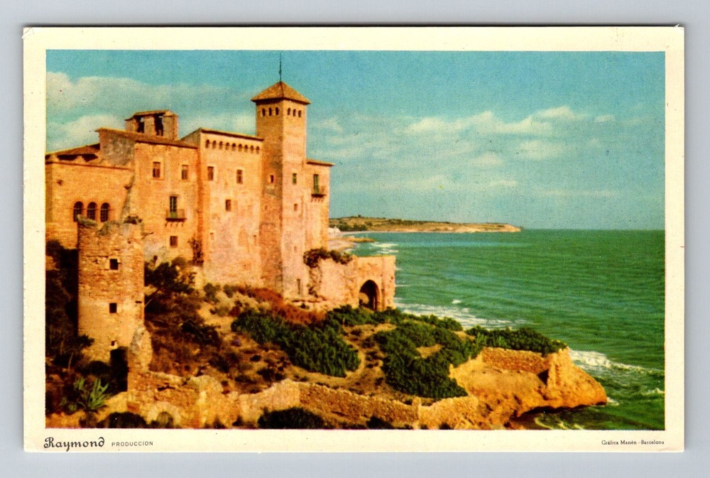 Spain- Tarragona Tamarit's Castle Mediterranean Sea Old Post PC Vintage Postcard