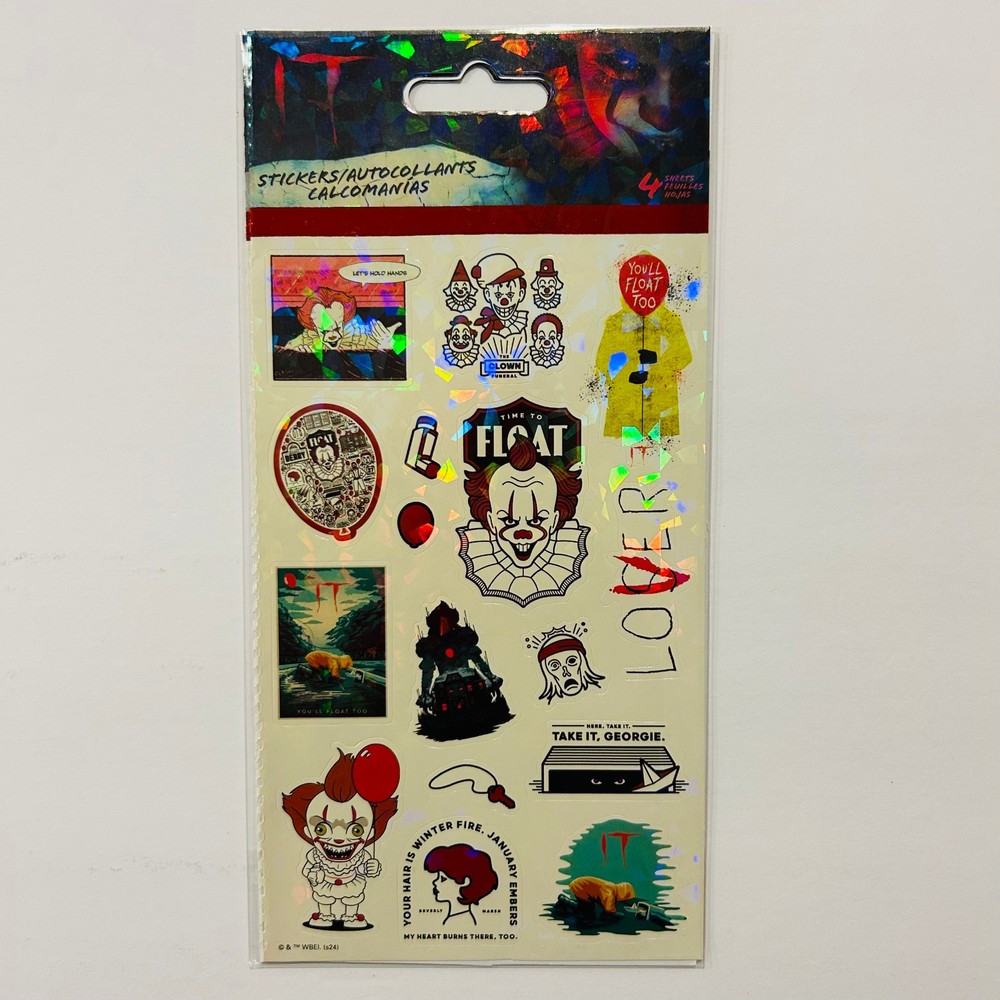 IT Pennywise Stickers by Sandylion | Glossy + Holographic 2pk with 4 sheets