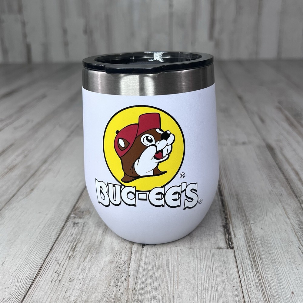 NEW Buc-ee's Wine Travel Tumbler White w/ Gray Top 10oz Cup Yukon Outfitters