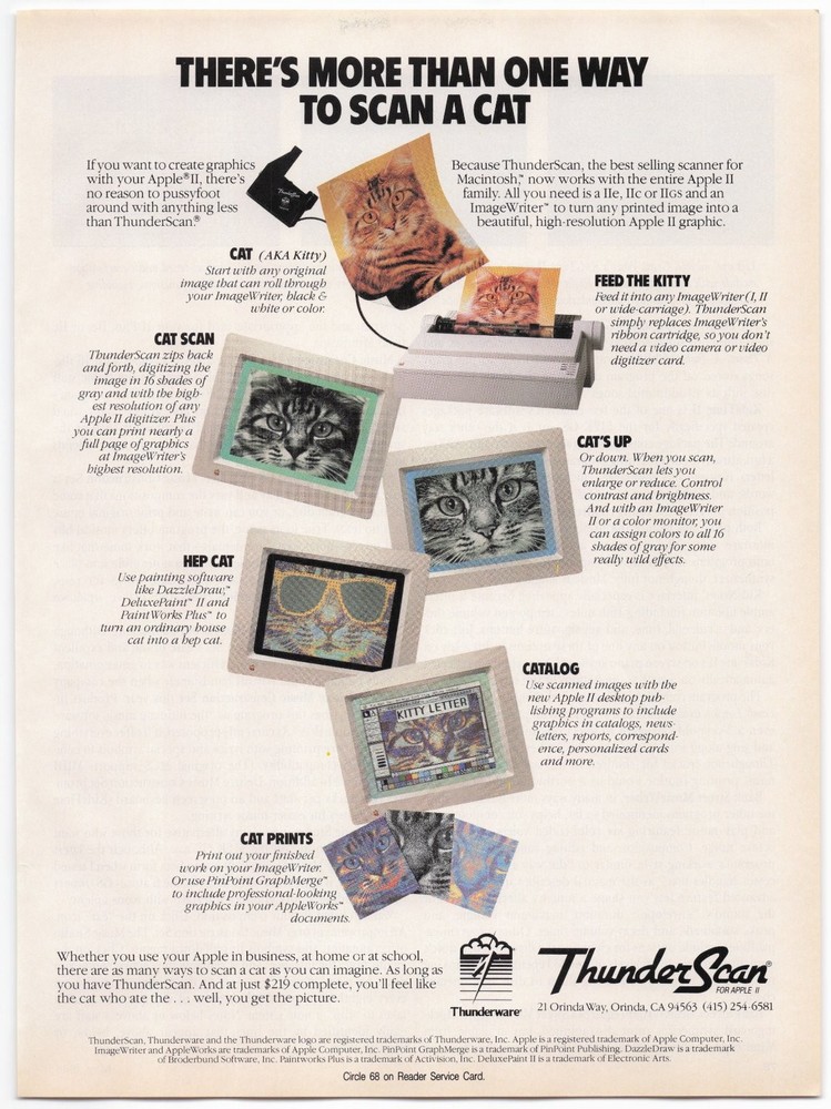 Apple Computer Magazine Ad 1980s ThunderScan Scanner Peripheral ImageWriter