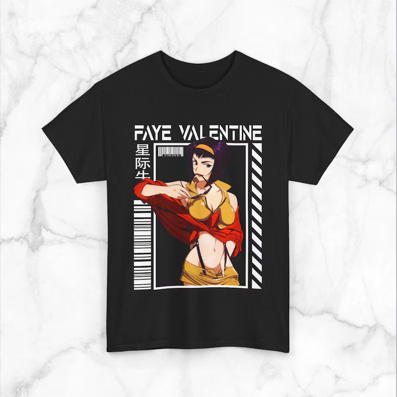 Cowboy Bebop Faye Valentine T-Shirt Retro Waifu Vintage Anime Tee