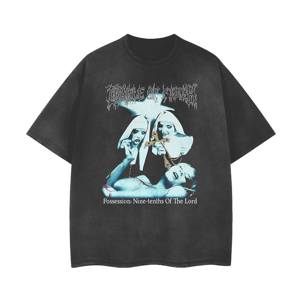 Vintage-Style Acid Washed Ripped Rock Band T-Shirt - Unisex Distressed Tee 103003-image