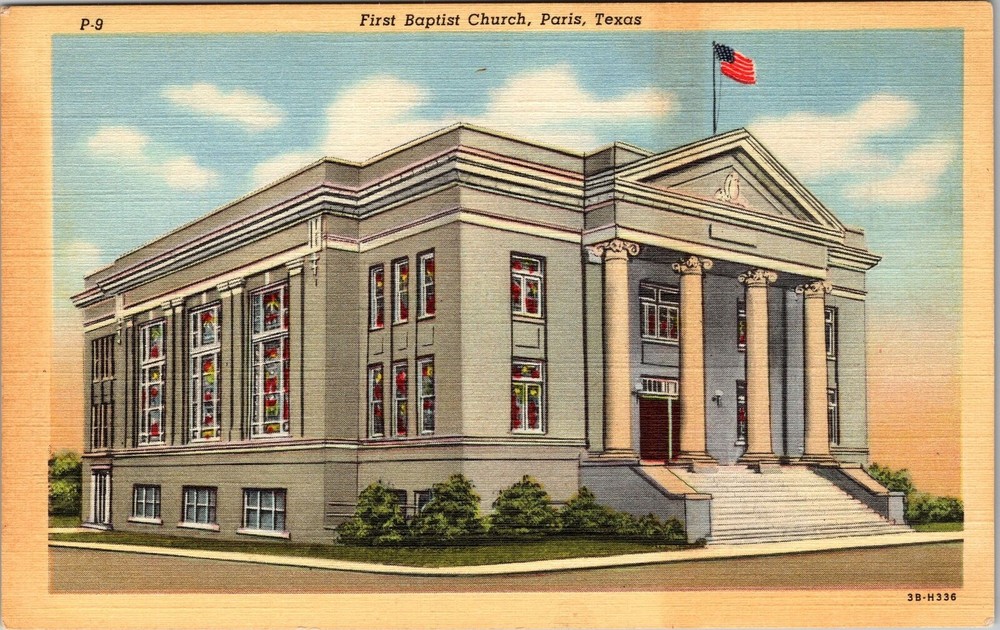 Paris TX-Texas, First Baptist Church, Religion, Vintage Postcard