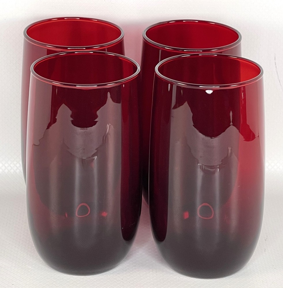 VTG Anchor Hocking Royal Ruby Red Tumblers Set of 4 12oz Glasses 5