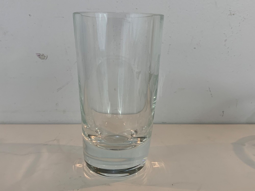 Vintage Clear Art Glass Decorative Vase with Etched Floral Decorations