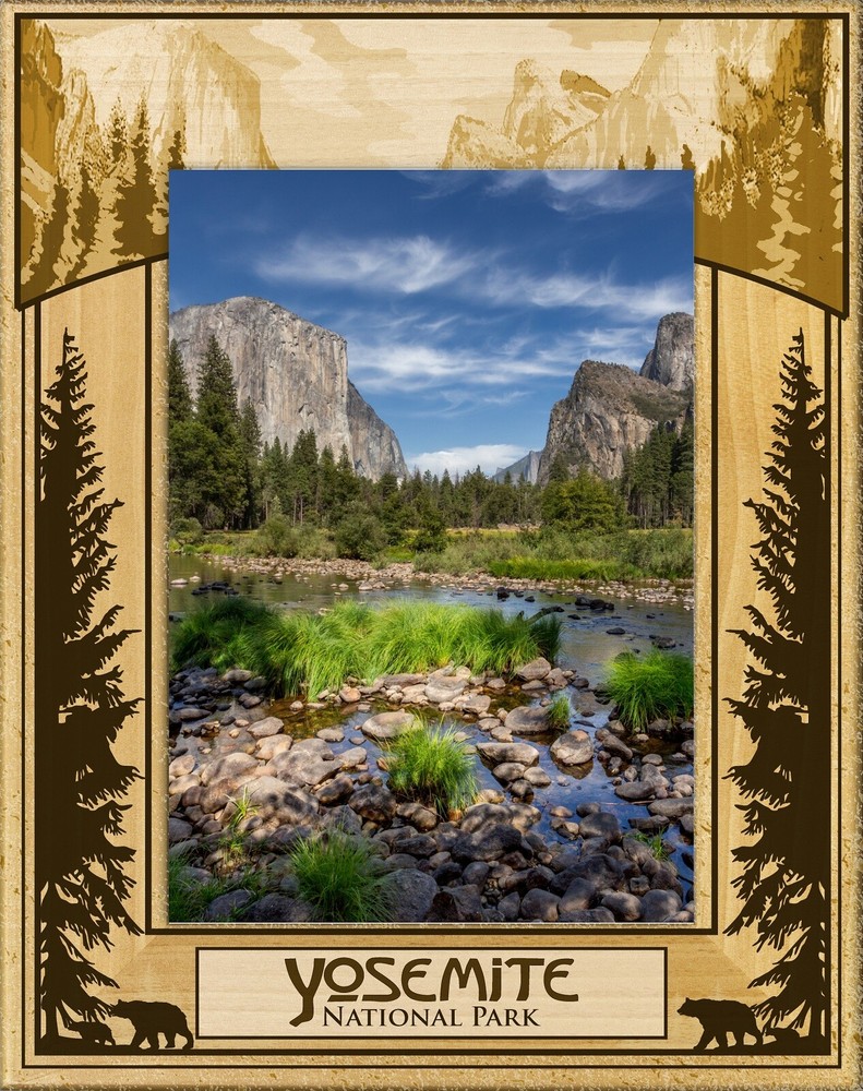 Yosemite National Park Laser Engraved Wood Picture Frame Portrait (4 x 6)