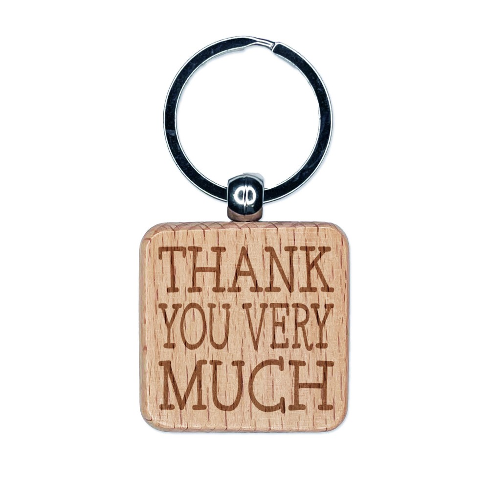 Gratitude Engraved Wooden Square Keychain Charm - Fun & Thoughtful Gift