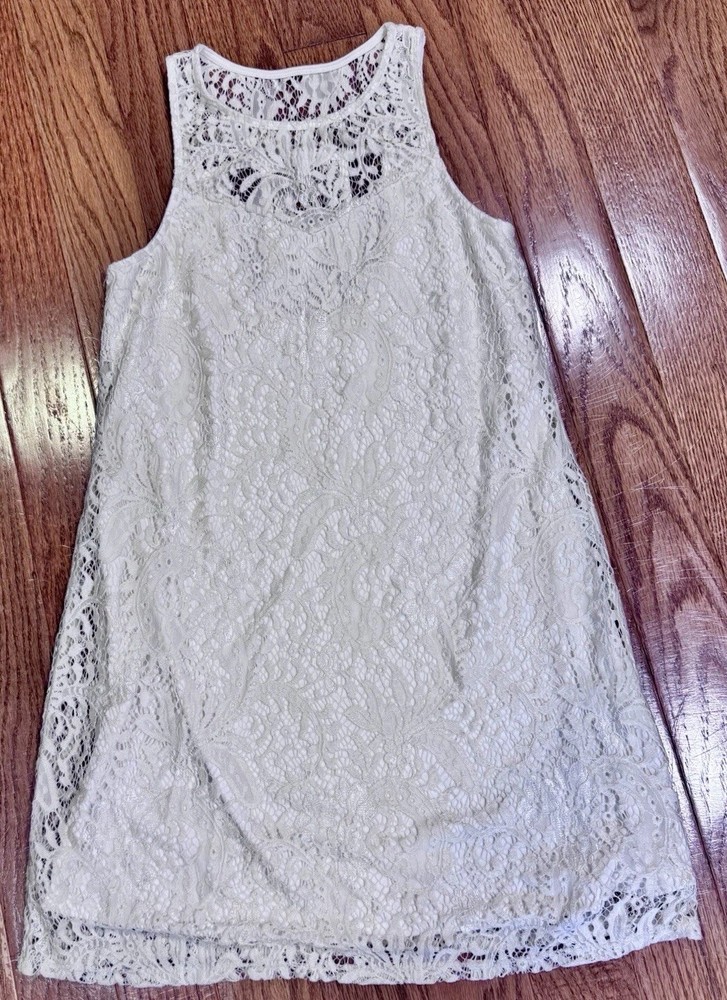 Socialite Floral White Lace Dress Size Large Romantic Bridal Shower Bachelorette