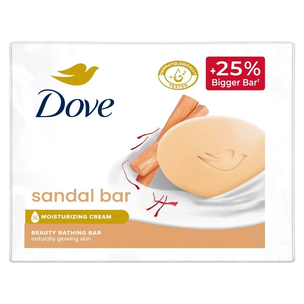 Dove Sandalwood Beauty Bar for Glowing Skin - Pack of 3 (125g)