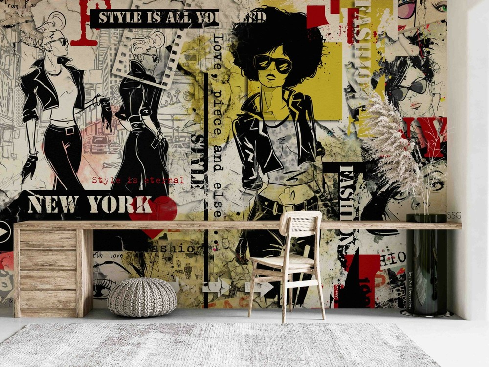 3D Illustration Fashion Magazine Self-adhesive Removable Wallpaper Murals Wall