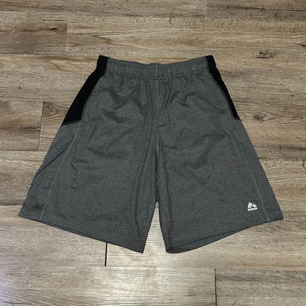 RBX Performance Mens Athletic Shorts Gray Black X-Dri Gym Training Size Medium