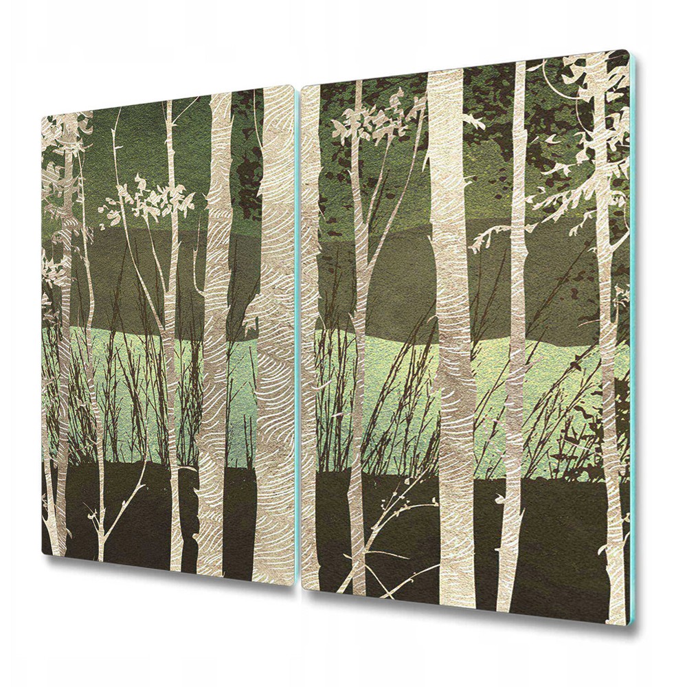 Glass Bread Board Induction Cover Textured Birch Trees woods Forest 2x30x52