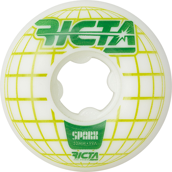 RICTA MAINFRAME SPARX 52MM 99A WHT GRN WHEELS SET