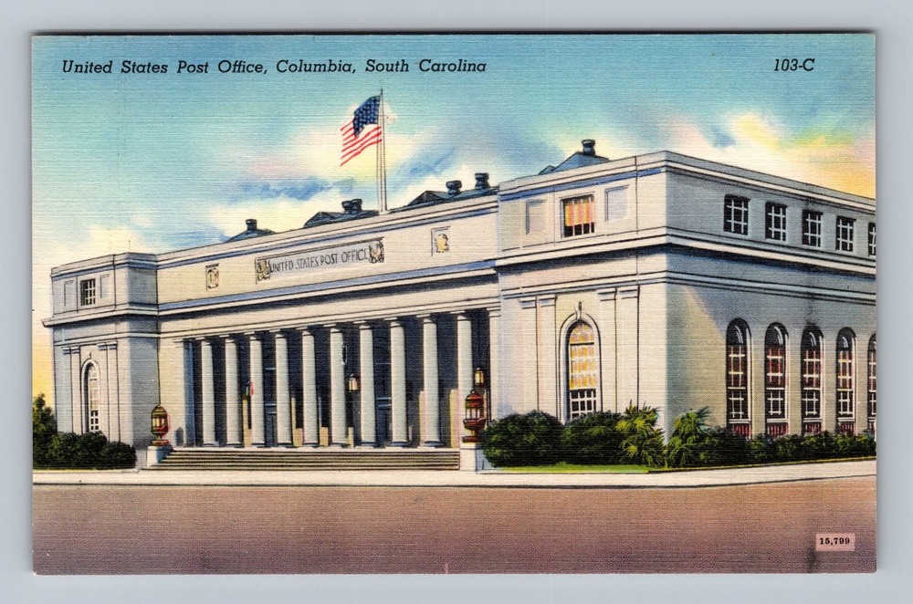 Columbia SC-South Carolina United States Post Office Vintage Postcard Old Post